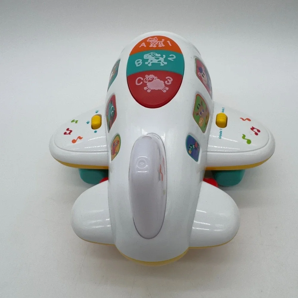 HuiLe Toys Musical Learning Airplane Push Toy Lights Sounds Tested w/ Batteries